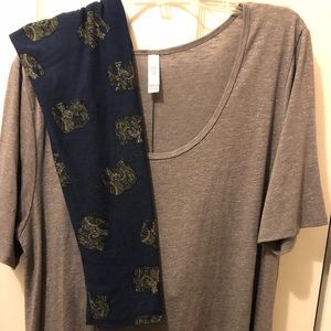 Lularoe Large grey perfect tee with free leggings!